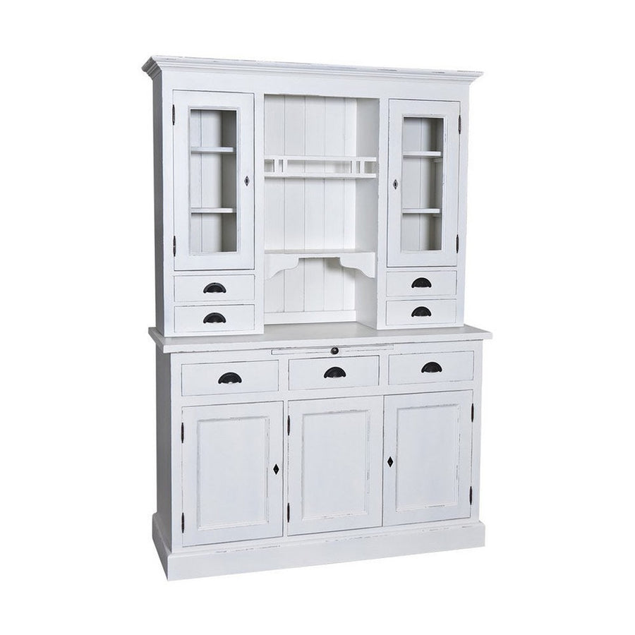 Tömör fenyőfából készült, 137 cm hosszú és 197 cm magas tálalószekrény