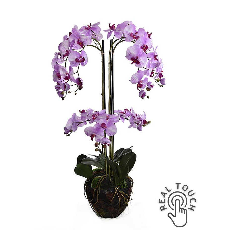 Lila színű mű orchidea, mesterséges földlabdában.