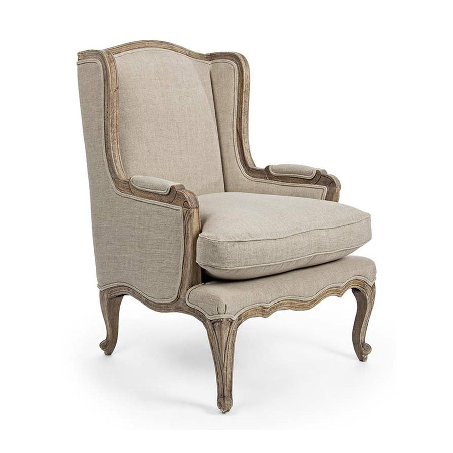 Provanszi stílusú, mangófából készült, natúrszínű kárpitú kézműves fotel.