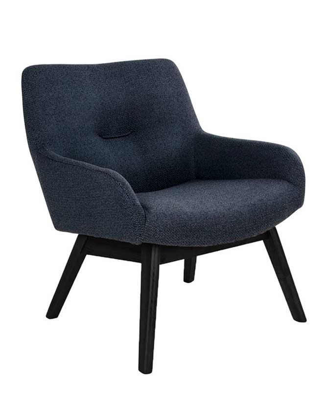 Skandináv, modern stílusú formatervezett szürke színű  szövet fotel