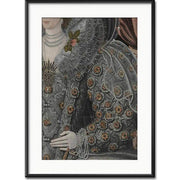 Keretezett, paszpartuval ellátott, üvegezett reneszánsz portré részlet I. Erzsébetről