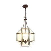 Aranyszínű fémből és víztiszta üvegből készült, 35 cm átmérőjű, rombikuboktaéder formájú, beltéri függesztek lámpa.