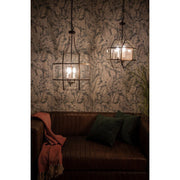 Aranyszínű fémből és víztiszta üvegből készült, 35 cm átmérőjű, rombikuboktaéder formájú, beltéri függesztek lámpa.