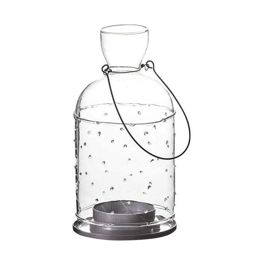 Skandináv stílusú, 22 cm magas, függeszthető üvegbúrás mécsestartó