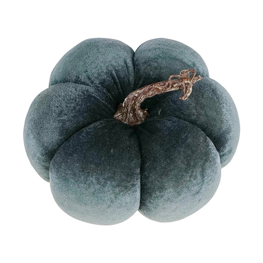 Szürkéskék színű bársonyból készült dekorációs dísztök.