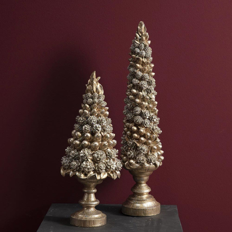 ezsgőszínű, nagyméretű karácsonyi dekorációs fenyő kúp.