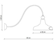 Rusztikus, vidéki stílusú, antikolt felületű mázas kerámiából és rozsdás fémből készült, kézműves falilámpa