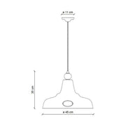Rusztikus, vidéki stílusú, antikolt felületű mázas kerámiából és rozsdás fémből készült, textilburkolatú vezetékkel kialakított, kézműves függeszték lámpa.