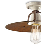 Rusztikus, vidéki stílusú, antikolt, repesztett felületű mázas kerámiából és rozsdás fémből készült, kézműves mennyezeti lámpa