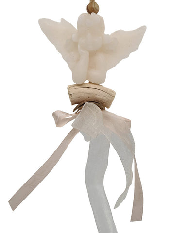 Vintage stílusú, gyöngyvirág illatú kézműves illatfüzér angyal formájú krémviasz figurával 