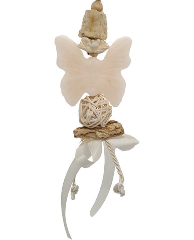 Vintage stílusú, gyöngyvirág illatú kézműves illatfüzér pillangó formájú krémviasz figurával
