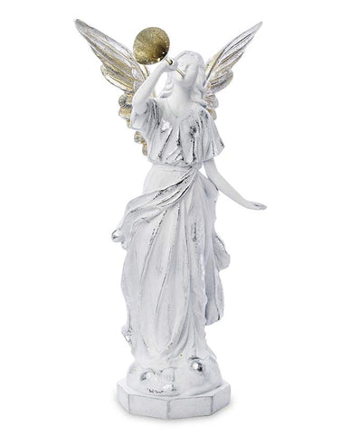 Prémium kategóriás, klasszikus stílusú, 40 cm magas harsonás karácsonyi angyal figura