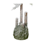 Havas felületű, 80 cm magas, mesterséges dekorációs műfenyőfa, mohával borított talapzatának közeli képe