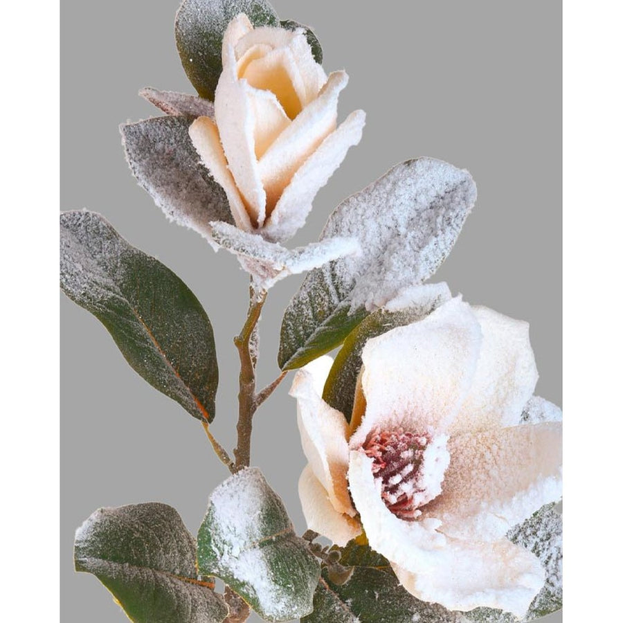 Havas felületű, élethű megjelenésű, téli magnólia ág művirág.