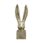 Glamour stílusú, 28,5 cm magas, ezüst színű húsvéti nyuszifej dísz