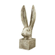 Glamour stílusú, 36 cm magas, ezüst színű húsvéti nyuszifej dísz 