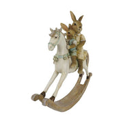 Vintage stílusú húsvéti dekor hintaló nyuszimamával és gyermekével