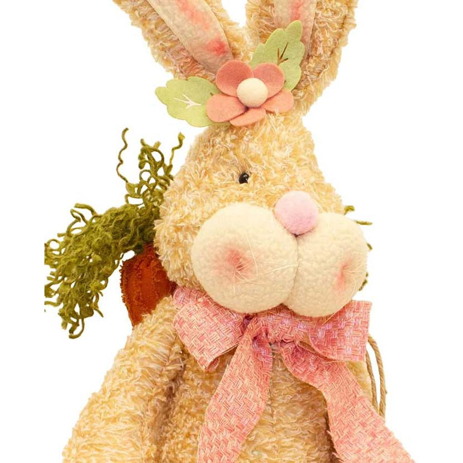 Prémium minőségű, rusztikus vidéki stílusú, 51,5 cm magas, romantikus megjelenésű, kézzel varrott nyuszi figura