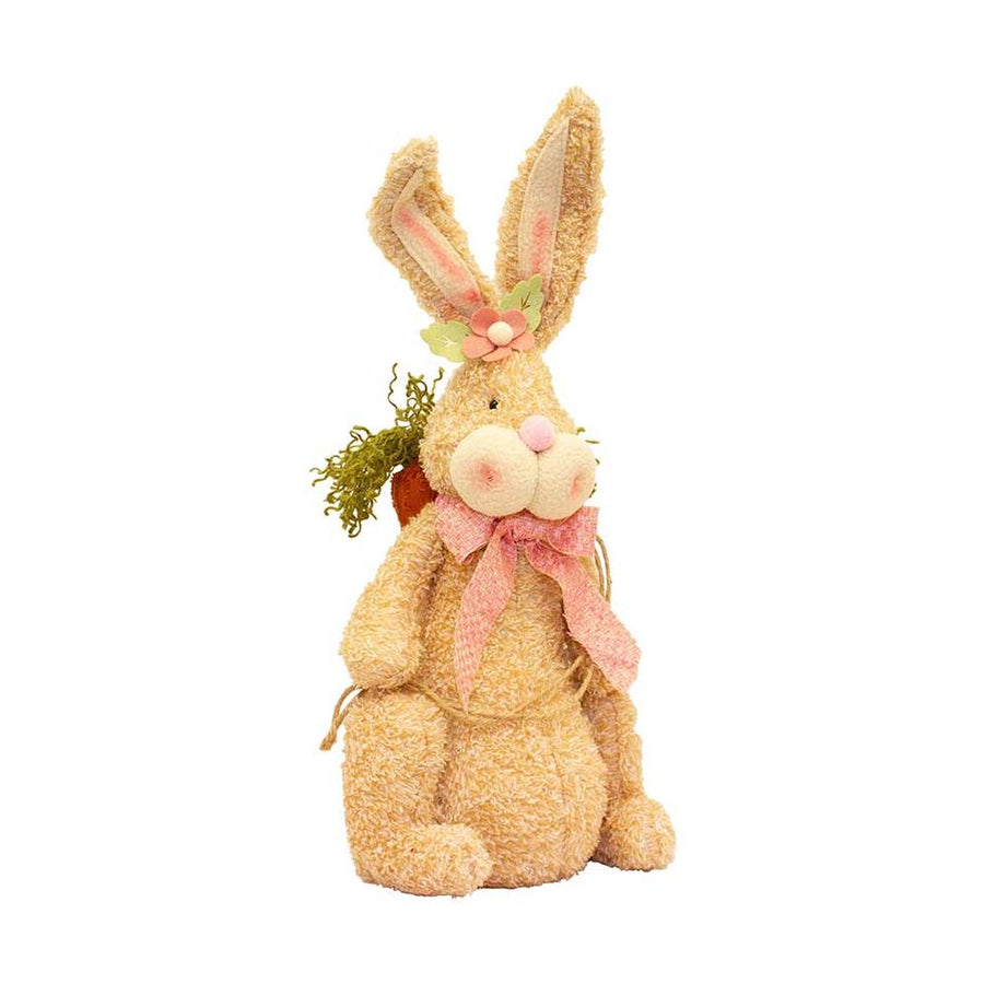 Prémium minőségű, rusztikus vidéki stílusú, 51,5 cm magas, romantikus megjelenésű, kézzel varrott nyuszi figura