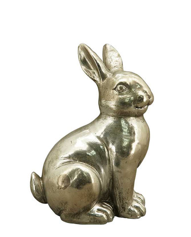 26 cm magas, glamour stílusú, ezüst színű húsvéti nyuszi figura