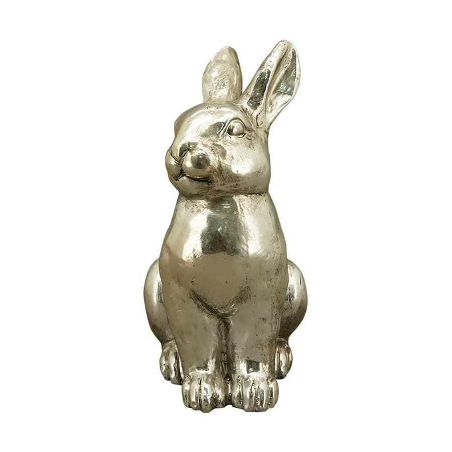 Nagyméretű, 35 cm magas, glamour stílusú, ezüst színű húsvéti nyuszi figura