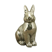 Nagyméretű, 35 cm magas, glamour stílusú, ezüst színű húsvéti nyuszi figura