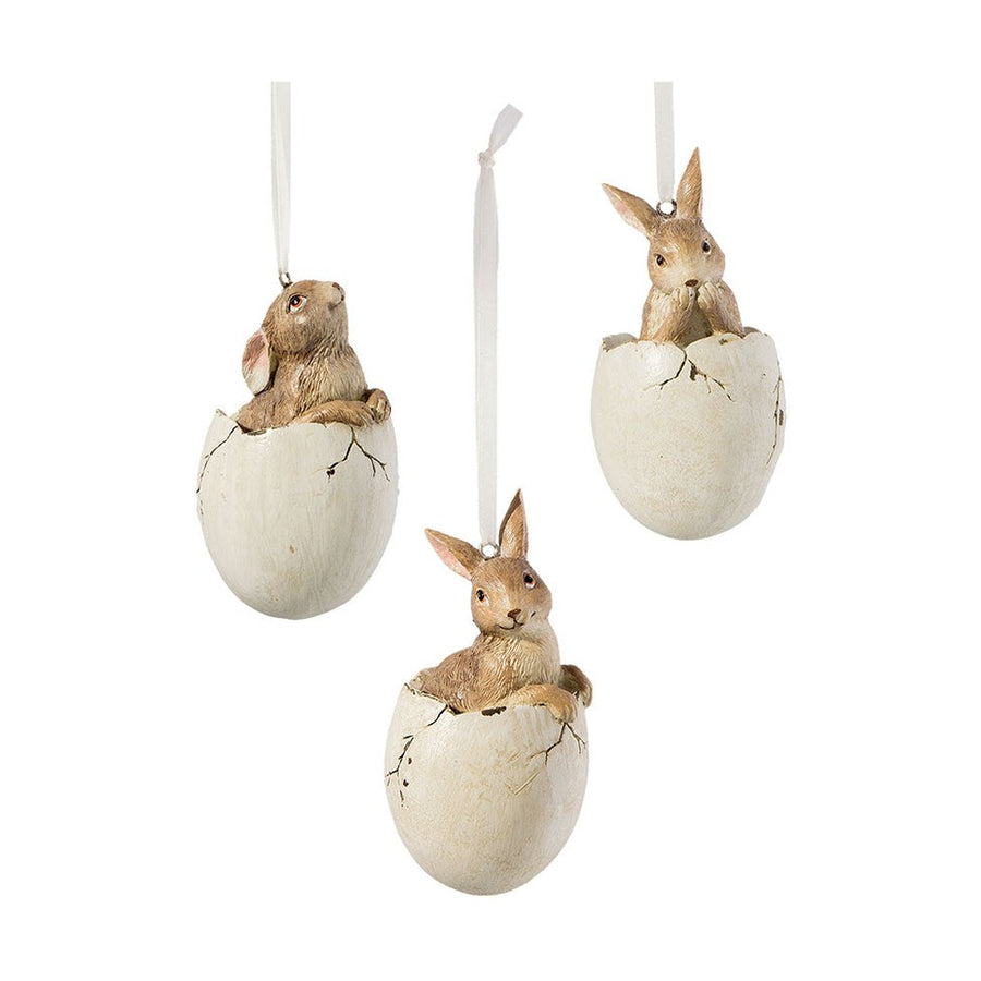 Vintage stílusú,, függeszthető húsvéti nyuszi figura tojáshéjban.