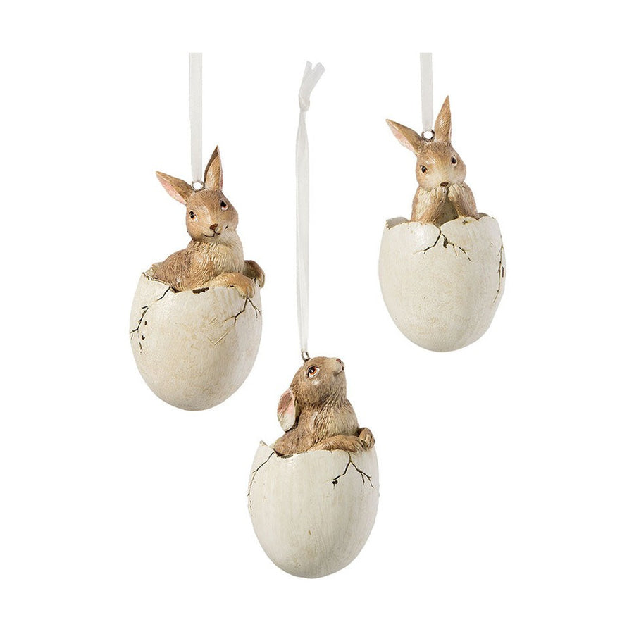 Vintage stílusú,, függeszthető húsvéti nyuszi figura tojáshéjban.