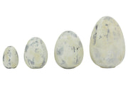 4 féle méretű, antikolt felületű, krém színű, húsvéti kerámia tojások.