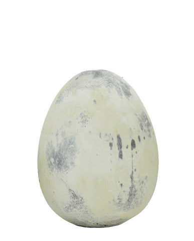 Rusztikus vidéki stílusú, 11 cm átmérőjű és 15 cm magas, antikolt felületű, krém színű húsvéti kerámia tojás.