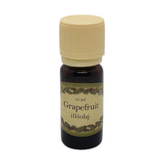 Grapefruit illatú illóolaj 10 ml barna üvegcsében, bézs kupakkal – citrusos, frissítő, élénkítő aromaterápiás olaj.