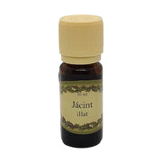 Jácint illatú illóolaj 10 ml-es barna üvegcsében, világos kupakkal, virágos és nyugtató aromával, párologtatáshoz.