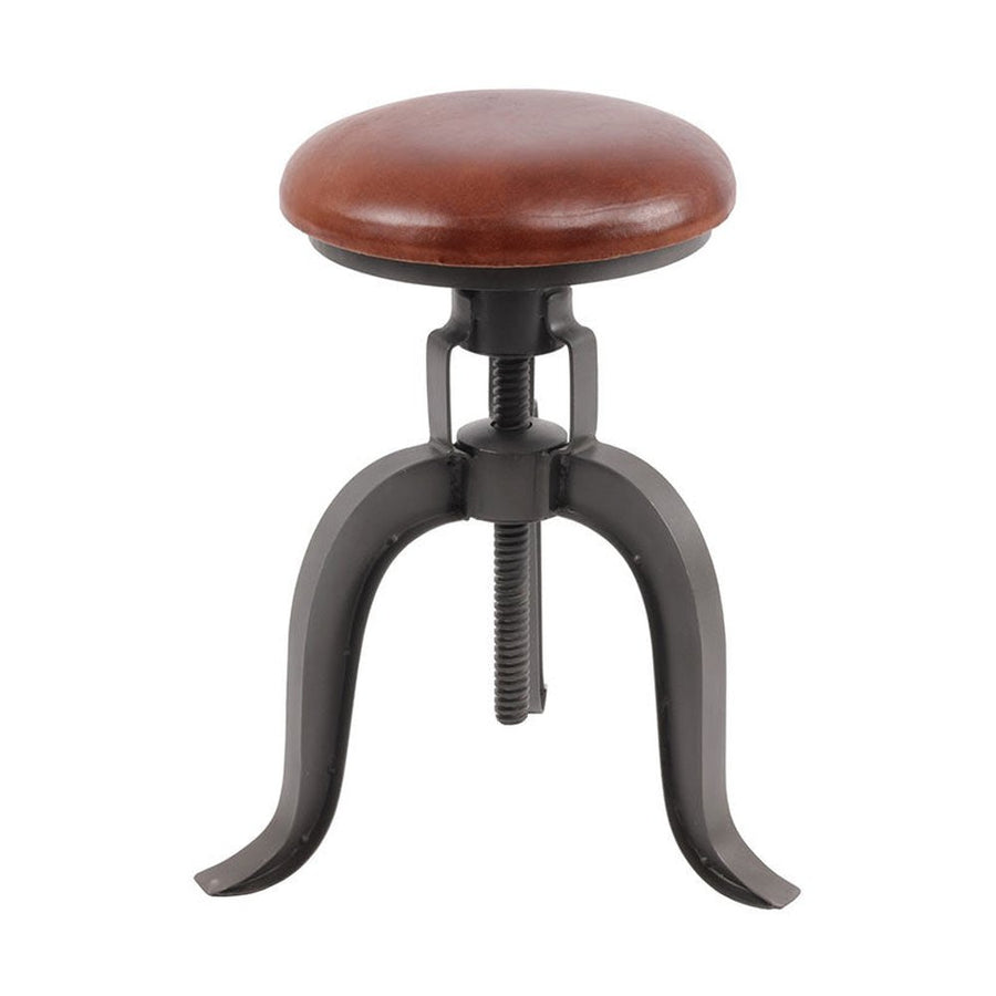 Ipari stílusú, bőrüléses, állítható magasságú fekete bárszék