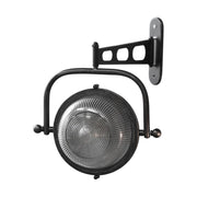 Loft és ipari stílusú bordázott üvegű, antik fekete színű fali lámpa, falikar.