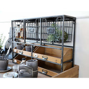 Ipari stílusú 4 fiókos és 3 tárolókosaras fali polc.