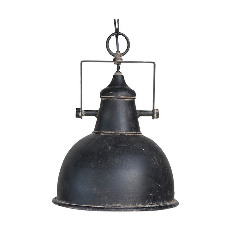 Industrial, loft stílusú fekete régies antikolt felületű ipari fém függeszték lámpa.