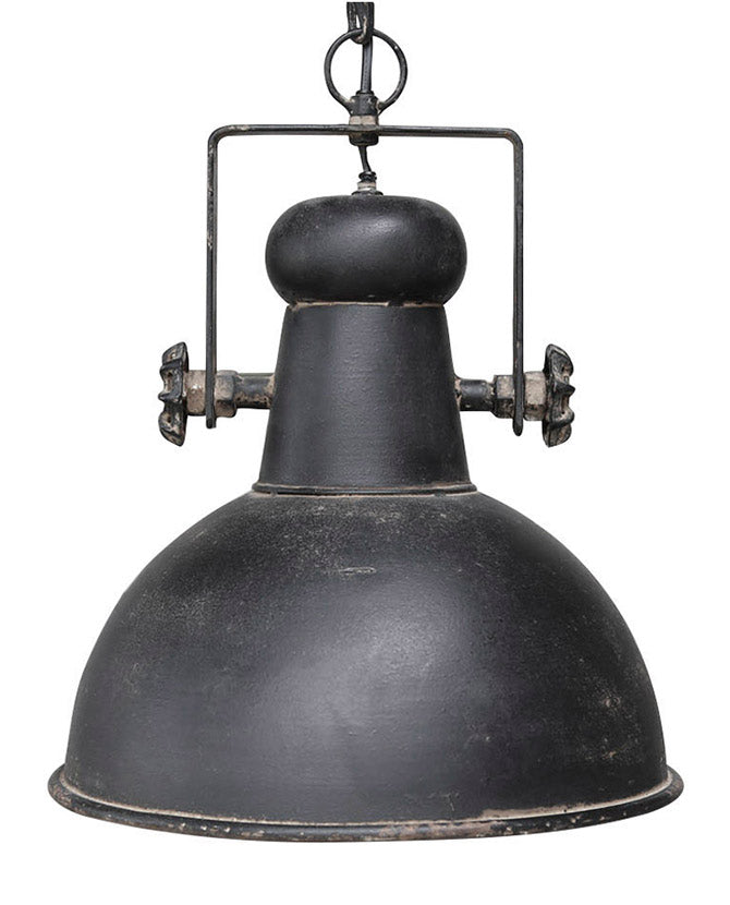 Industrial, loft stílusú fekete régies antikolt felületű ipari fém függeszték lámpa