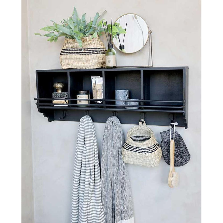 FACTORY antik szén fém falipolc fogassal 80 cm