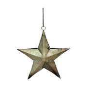 Dombormintával díszített, 16 cm magas, karácsonyi fém arany csillag