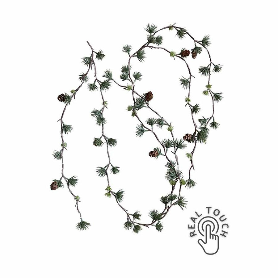 Tobozokkal díszített mű karácsonyi cédrus fenyő girland.