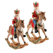 Kétféle méretű, klasszikus stílusú, nagyméretű,, karácsonyi hintalovon ülő diótörő király.