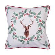 100 % pamutból készült , szarvassal és magyallal díszített ünnepi karácsonyi párnahuzat