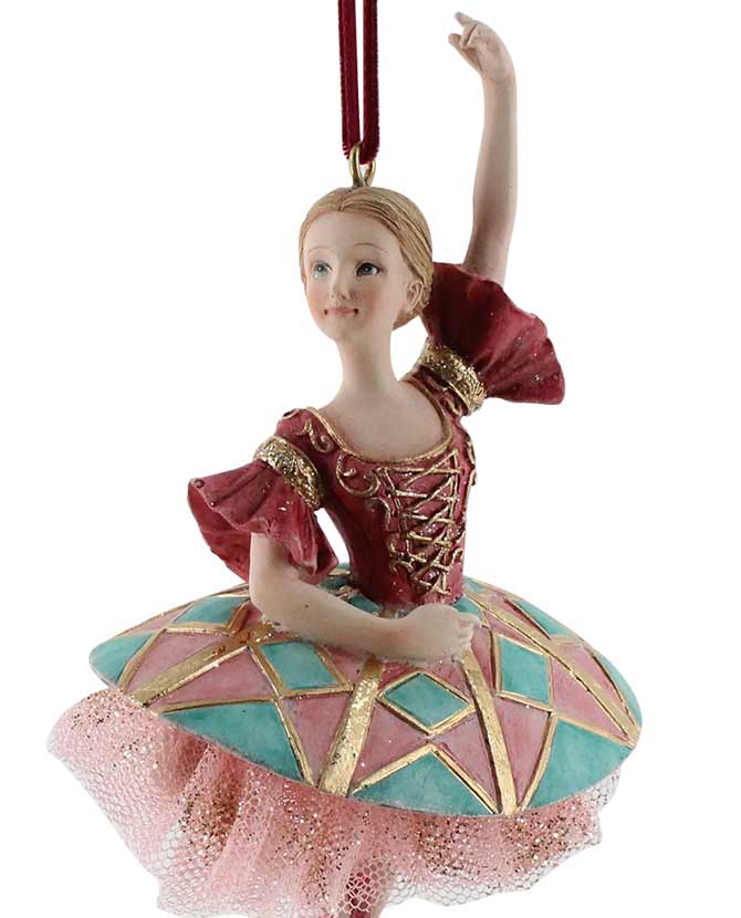 Klasszikus stílusú, 17,5 cm magas, függeszthető mesebeli karácsonyi balerina figura