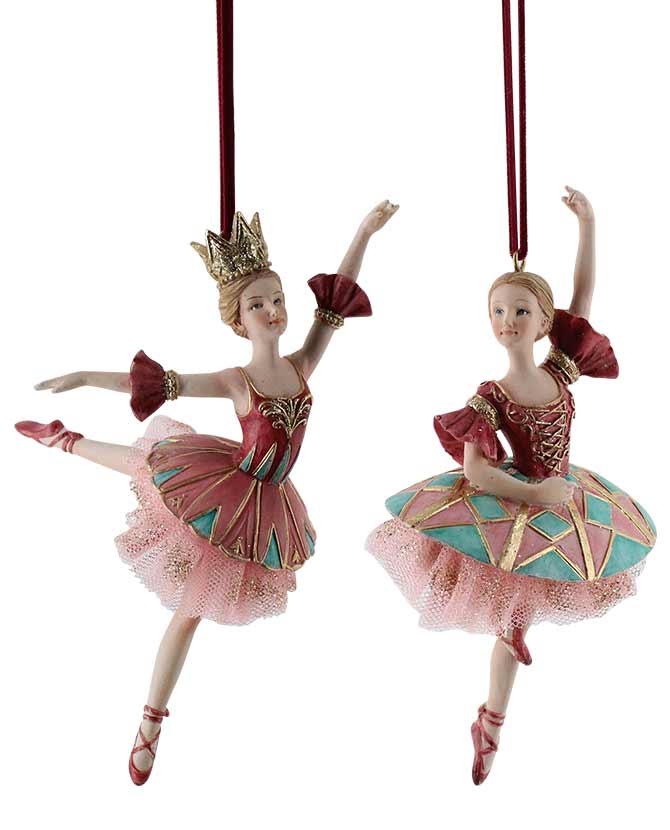 Klasszikus stílusú, 17,5 cm magas, függeszthető mesebeli karácsonyi balerina figura