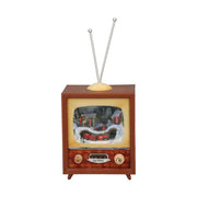 Prémium kategóriás, LED világítással felszerelt, viktoriánus kort idéző, békebeli, kisméretű zenélő TV, működő kisvasúttal