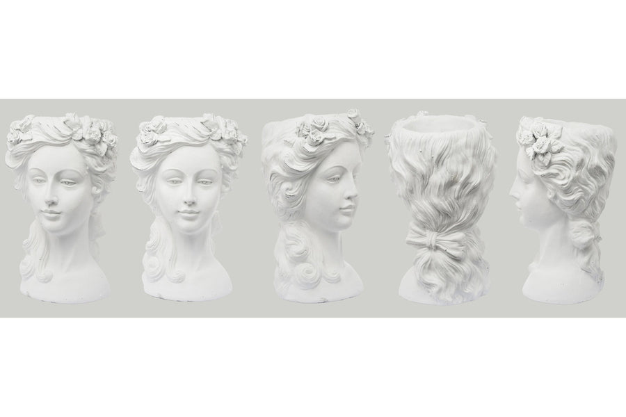 Műgyantából készült, női mellszobor formájú, 36 cm magas, fehér színű kaspó büszt