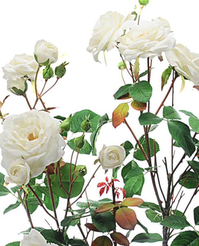 Prémium kategóriás, nagy méretű élethű rózsabokor vintage kaspóban