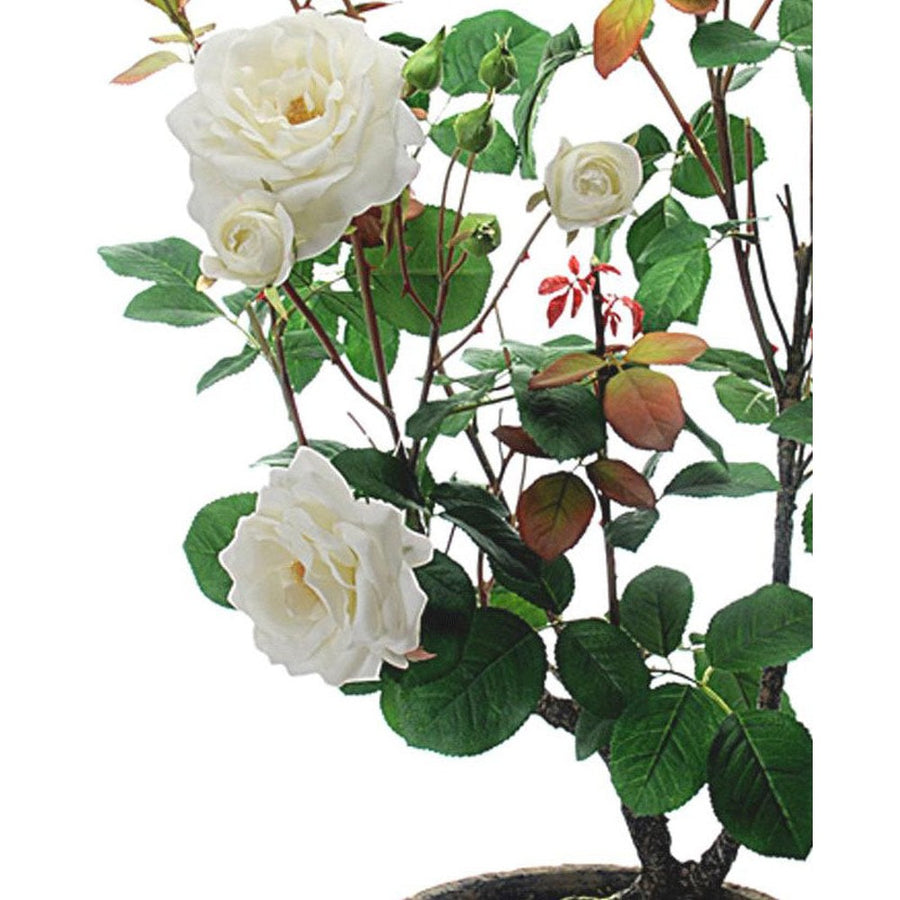 Prémium kategóriás, nagy méretű élethű rózsabokor vintage kaspóban