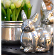 Ezüst színű húsvéti kerámia nyuszifigura