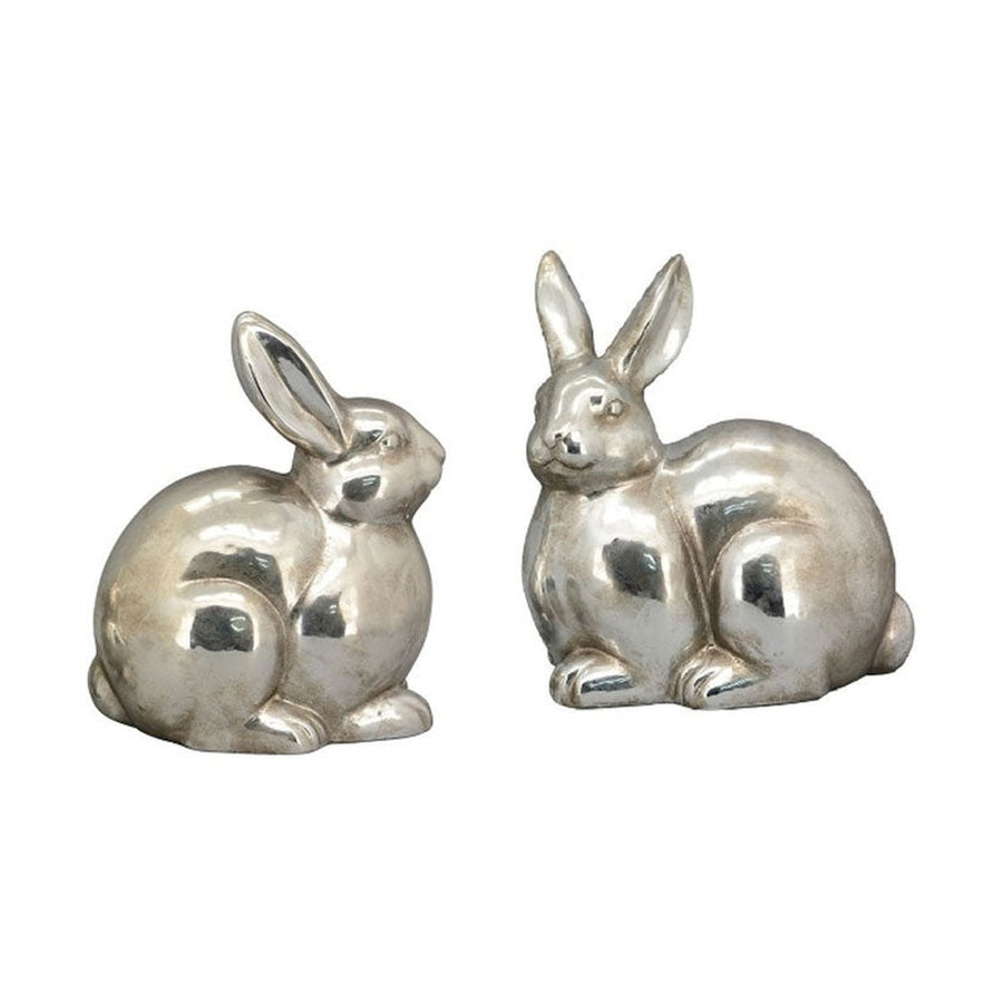 Ezüst színű húsvéti kerámia nyuszifigura